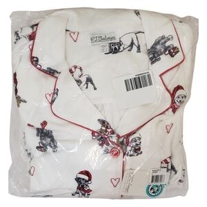 PJ SALVAGE Pajama Set Women Candy Cane Lane Pup NWT